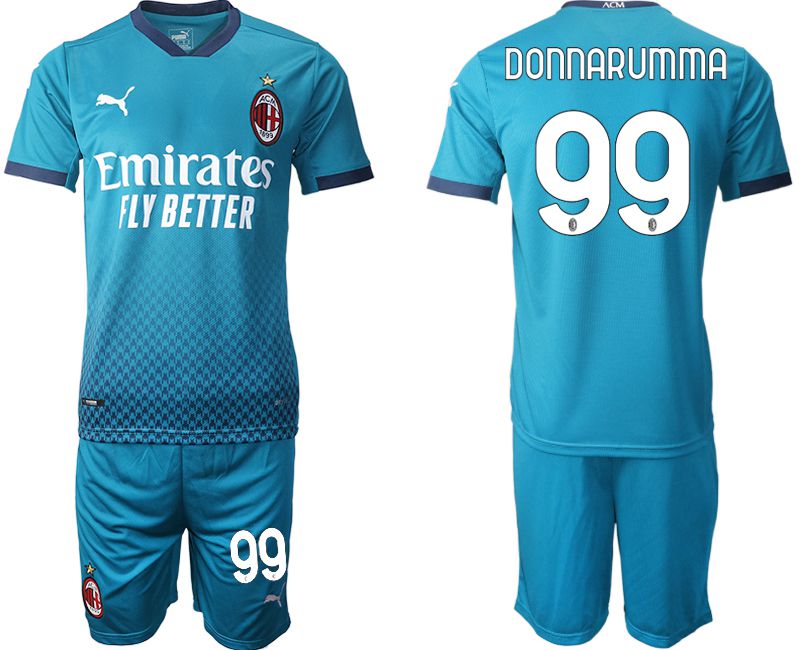 Men 2020-2021 club AC milan away #99 blue Soccer Jerseys